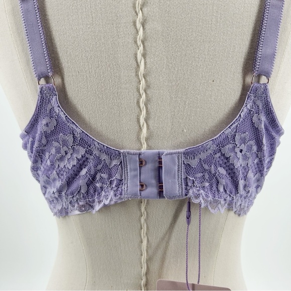NWT Savage x Fenty Lavender Purple Lace Overlay Underwire Unlined Bra Size 38C - Picture 7 of 14